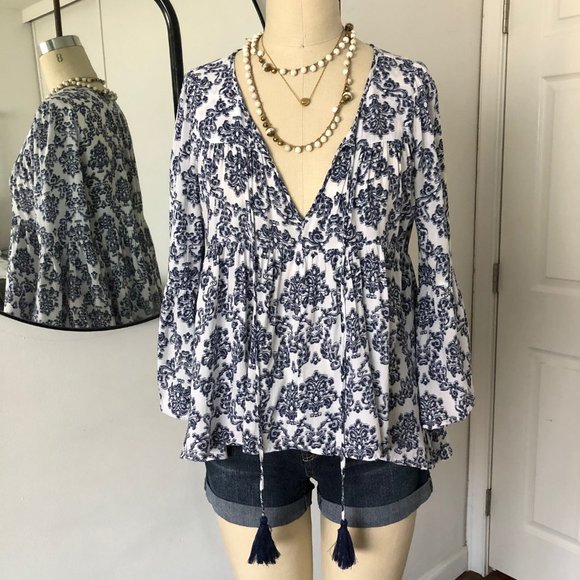 En Creme Tops - Swingy Boho Print Blouse - M